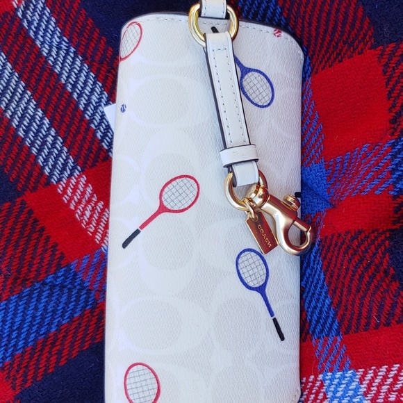 COACH Racquet Eyeglass Case with Bag Clip in Signature Coated Canvas, White - Picture 12 of 16